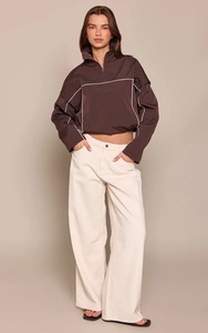 Chaqueta cortavientos marrón con cierre de cremallera, manga larga, con capucha, transpirable, de poliéster tejido, para otoño. - Product Image 6