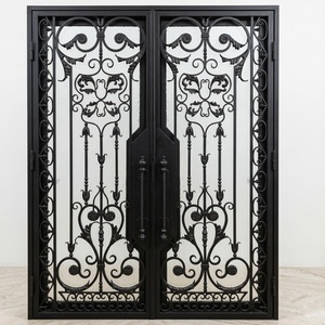 Traditional Steel Wrought Iron <b>Swing</b> Main Gate with Arched Design Rust-Resistant Properties Easy Assembly Painted Finish - Product Image 1