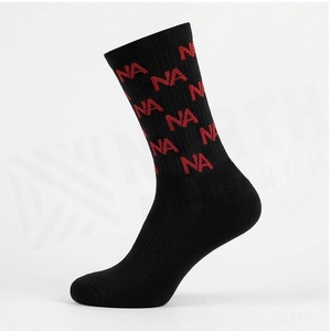 White Crew Athletic <b>Socks</b> With Red Letter Printing <b>Breathable</b> Cotton Basketball <b>Socks</b> For Adults Summer Season - Product Image 3