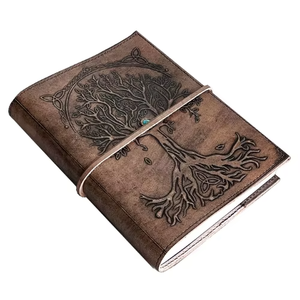 Diario de cuero con diseño del Árbol de la Vida, estilo vintage, con tapa dura, personalizado, con correa y cierre, gran éxito de ventas. - Product Image 3