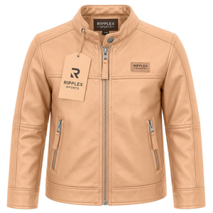 Fashionable kids <b>leather</b> <b>jacket</b> designed with comfort warmth and everyday durability for stylish boys and girls alike - Product Image 6