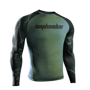 Camiseta Deportiva de Manga Larga para Hombre Saqibandco, Ajustada, de Secado Rápido, para MMA, con Logotipo Estampado en Azul y Negro en la Parte Delantera - Product Image 2