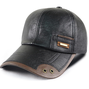 New Style Customized Logo And Design Leather <b>Cap</b> For Unisex Luxury Style Outdoor Wear Leather <b>Caps</b> In Solid Color - Product Image 1