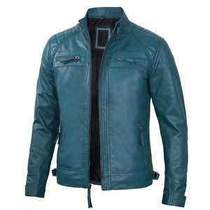 Chaqueta de Cuero de Moda para Hombre, Invierno, Personalizada, Transpirable, Resistente al Viento, con Cuello Alto, Hecha de Piel de Vaca, OEM, al Mejor Precio - Product Image 1