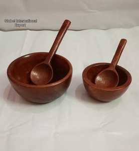 Bol à salade rond en bois d'acacia, bol de service décoratif en bois pour la cuisine et la table à manger, bol en bois pour mélanger les salades - Product Image 6