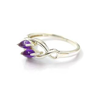 Bague élégante en argent sterling 925 avec améthyste, pierre de naissance de février, bijou tendance, cadeau pour elle - Product Image 2