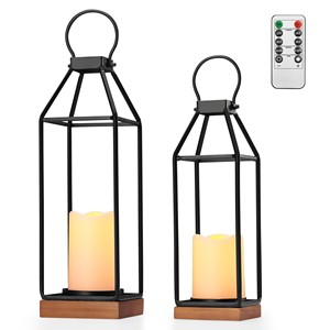 LED <b>Lantern</b> Pine Wood Metal Frame Remote Control Wholesale India - Product Image 1