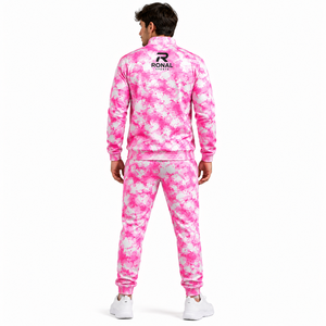 Ensemble de survêtement camouflage rose pour homme RONAL, sweat-shirt et pantalon sportifs à fermeture éclair intégrale, respirant, en polyester, pour le printemps, vêtements décontractés de qualité supérieure - Product Image 4