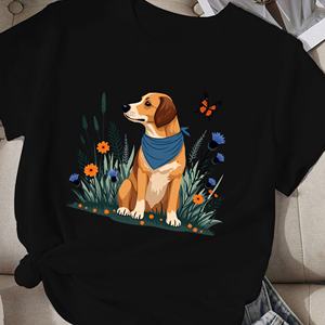 <b>dog</b> with plants and flowers women's comfit <b>t</b>-<b>shirt</b> - Product Image 4