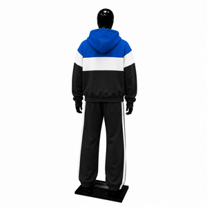 Ensemble de survêtement color block de qualité supérieure pour hommes, bleu, blanc, noir, sweat à capuche et pantalon de jogging, ensemble décontracté, streetwear, coupe athlétique - Product Image 2