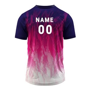 Camiseta de Voleibol Sublimada de Alta Calidad con Degradado Morado y Rosa, Manga Corta, Cuello en V, Transpirable, de Poliéster, para Deportes de Equipo - Product Image 3