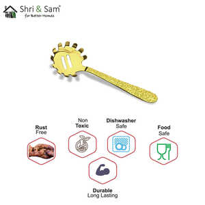 Serveur de pâtes en acier inoxydable de qualité supérieure Laser Jasmine Design avec revêtement PVD or Outil de cuisine - Product Image 1