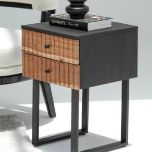 Mesa Auxiliar Negra de 2 Cajones Vandana Sierra Nimbus, Diseño Moderno y Contemporáneo - Product Image 3