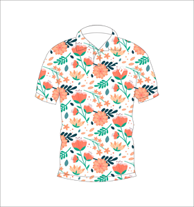 Polo con estampado floral de melocotón blanco para hombre, camiseta de golf informal de manga corta a la moda de verano - Product Image 1