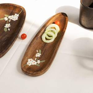 Bandeja de Madera con Forma de Barco para Servir Aperitivos, Madera Natural Templada y Pulida con Elegante Bandeja Decorativa, Precio Reducido para Clientes al por Mayor - Product Image 4