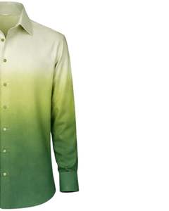 Camisa Formal para Hombre en Degradado Verde Claro y Verde Oscuro, Algodón Premium, Manga Larga, Cierre de Botones, Estilo Casual Elegante, Suministro al por Mayor del Fabricante - Product Image 4