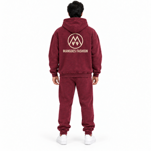 Survêtement Homme 2-en-1 Personnalisé en Gros OEM Streetwear Uni 100% Coton Délavé à l'Acide avec Capuche Sérigraphie DTF 3D Écologique - Product Image 2