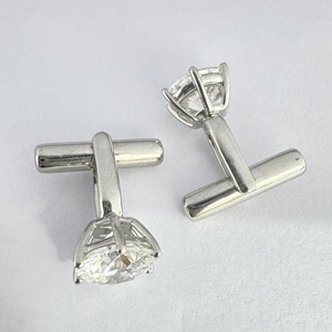 Mancuernillas de Diamante Cultivado en Laboratorio de 6 Quilates, Redondas, Platino Sólido PT950, Certificado IGI, Mancuernillas de Lujo para Camisa de Hombre - Product Image 5