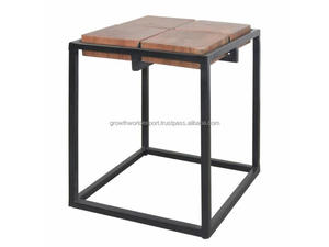 Mesa de Centro con Estructura Metálica Industrial y Tapa de Madera de Mango |   Diseño Cuadrado Moderno |   Muebles de Sala de Estar 2026, Lo Más Nuevo - Product Image 5