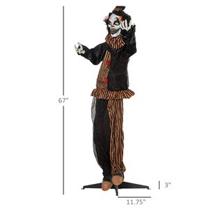 Clown Animato da Esterno per Halloween da 170 cm, a Grandezza Naturale, con Suoni e Attivazione a Movimento, Elemento Decorativo per Circo - Product Image 3
