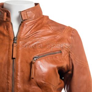 Chaqueta Corta de Cuero para Mujer, Estilo Moderno, Ajustada, Tipo Biker, Prenda Exterior de Moda para Invierno - Product Image 3