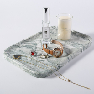 Premium Rectangle Natural Marble Serving Tray Traditional Gold Plated <b>Decorative</b> <b>Tea</b> Coffee Snack Kitchen Dining <b>Party</b> Low Rate - Product Image 3