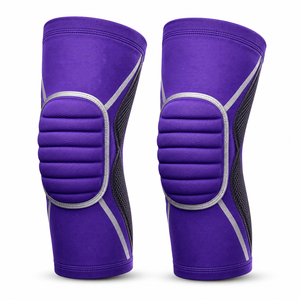 Genouillères de protection élastiques personnalisées violettes rembourrées pour le volleyball, le basketball, le football, avec protection anti-collision en éponge - Product Image 1