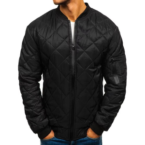 Custom Made Slim Fit <b>Men's</b> Winter Bomber <b>Jacket</b> High Street Style Stand Collar with Heated <b>Long</b> Sleeves Available for Sale - Product Image 1
