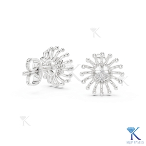 KRUP JEWELS Boucles d'oreilles clous Sunburst Starburst Flower en or massif 14K 18K, bijoux de luxe pour femme, pour mariage et soirée - Product Image 6