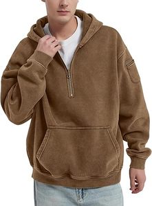 Sudadera con Capucha Oversize de Invierno de Alta Calidad 100% Algodón con Cremallera de Cuarto, Lavado Ácido, Logo Personalizado, Estilo Urbano, Unisex - Product Image 2
