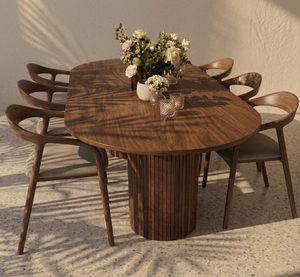 Modern Oval Wooden <b>Dining</b> <b>Table</b> with 6 Chairs Minimalist Design Stable Home Furniture for <b>Dining</b> Room - Product Image 5