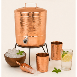 Pure Copper Water Dispenser with Leak-Proof Tap Traditional Handcrafted Hammered Design <b>Storage</b> Pot for Home & Wellness - Product Image 2