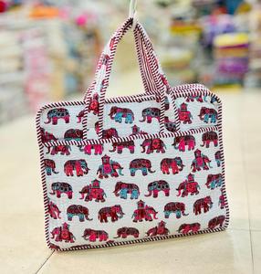 Bolso Tote Acolchado Floral para Mujer, Bolso de Hombro de Algodón, Bolso de Mano Abierto para Viajes Diarios - Product Image 3