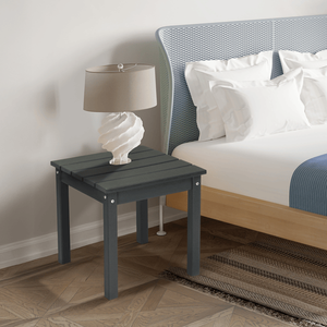 Dark Grey Square HDPE Adirondack Side Table Weather Resistant Small Outdoor Patio End Table - Product Image 3