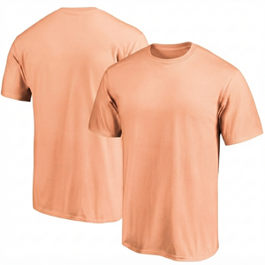<b>PEACH</b> Blank Men's Red Solid 100% Cotton Jersey Summer <b>T</b>-<b>Shirt</b> Regular Fit Breathable Quick Dry O-Neck Front Short Sleeve Apparel - Product Image 1