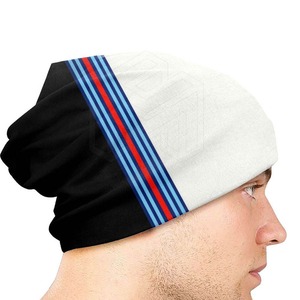 Unisex Acrylic Beanie Hat With Striped Design Black White Blue Red Casual <b>Winter</b> <b>Cap</b> For Adults 56-58CM - Product Image 1