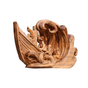 Figura de Barco Tallada a Mano en Madera, Jesús y Discípulos, Arte Religioso Coleccionable, Decoración Independiente - Product Image 4