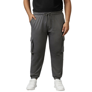 Pantalon de jogging ample en coton avec logo personnalisé, poches cargo surdimensionnées, taille élastique, unisexe. - Product Image 1