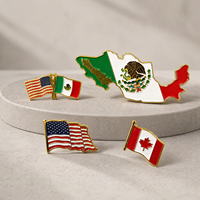 En stock, faible MOQ, épinglette en métal plaqué de haute qualité avec drapeaux croisés pour cadeaux d'amitié entre les États-Unis et le Mexique