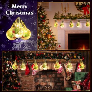 1Pc 13.78FT batteria con luce a stringa di Natale con 10 lampadine a LED aghi di pino fiocchi di neve bacche luci interne di natale - Product Image 6