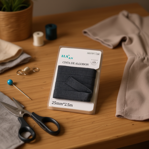 Nastro di cotone Iln 25 mm x 2,5 m nero per cucito e artigianato - Product Image 3