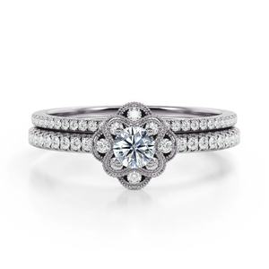 925 argent Sterling naturel blanc Zircon rond coupe pierre précieuse naturelle bijoux en or bague de mariage en argent pur cadeaux parfaits pour elle - Product Image 1