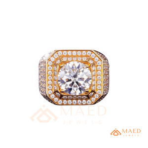 <b>Mens</b> Gold Tone Moissanite Diamond Cushion <b>Ring</b> Hip Hop Statement Jewelry <b>for</b> <b>Men</b> Fashion Wear - Product Image 6