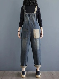 Salopette en jean décontractée et élégante pour femme, douce et confortable, avec bretelles réglables, tenue tendance pour le quotidien et le streetwear - Product Image 3