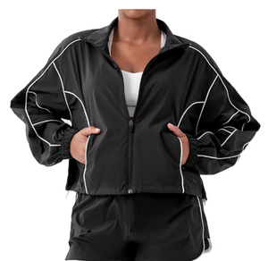 Custom Embroidered <b>Vintage</b> <b>Windbreaker</b> Tracksuit Set Lightweight Zipper Jacket & Shorts Autumn Casual Sportswear OEM Wholesale - Product Image 1