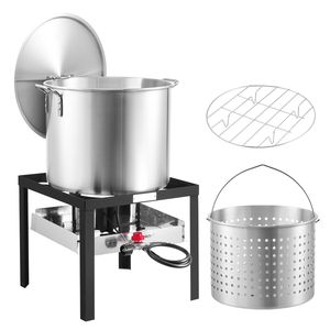 Kit per Cucinare Frutti di Mare in Ghisa da 5L con Colino e Cestello per Granchi, Gamberi e Aragoste - Product Image 1