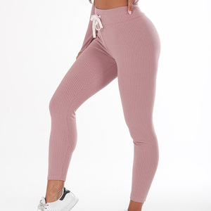 Wholesale Custom <b>Workout</b> High Waisted Rib Fabric Women Sportswear Fitness Solid Color Plus Size Yoga <b>Leggings</b> <b>With</b> <b>Pockets</b> - Product Image 4