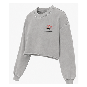Sweat-shirt à capuche court noir délavé personnalisé respirant et écologique pour homme, coupe droite, style streetwear, avec poche kangourou – Vente en gros - Product Image 4