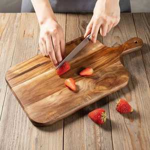 Tabla de Cortar Rectangular Rústica de Acacia para Preparación de Alimentos en la Cocina, Corte de Verduras, Rebanado de Frutas, Preparación de Carnes, Apta para Lavavajillas - Product Image 5