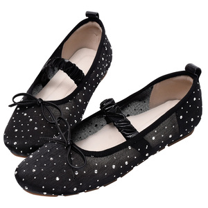 Ann'S Women Mesh <b>Flats</b> Square Toe Ankle Strap Dress Black Mesh <b>Flats</b> Mary Jane <b>Flats</b> Women's Mesh <b>Flats</b> - Product Image 1